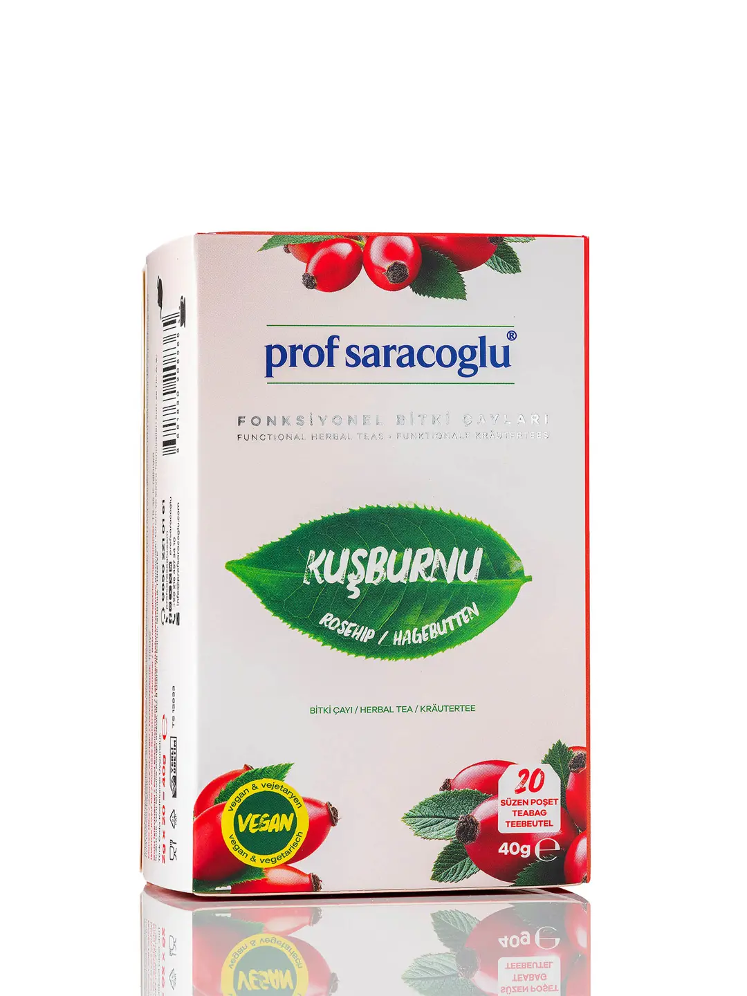Kuşburnu bitki çayı ürün ve ambalaj fotoğrafı — Prof Saraçoğlu, İzmir fotoğraf çekimi