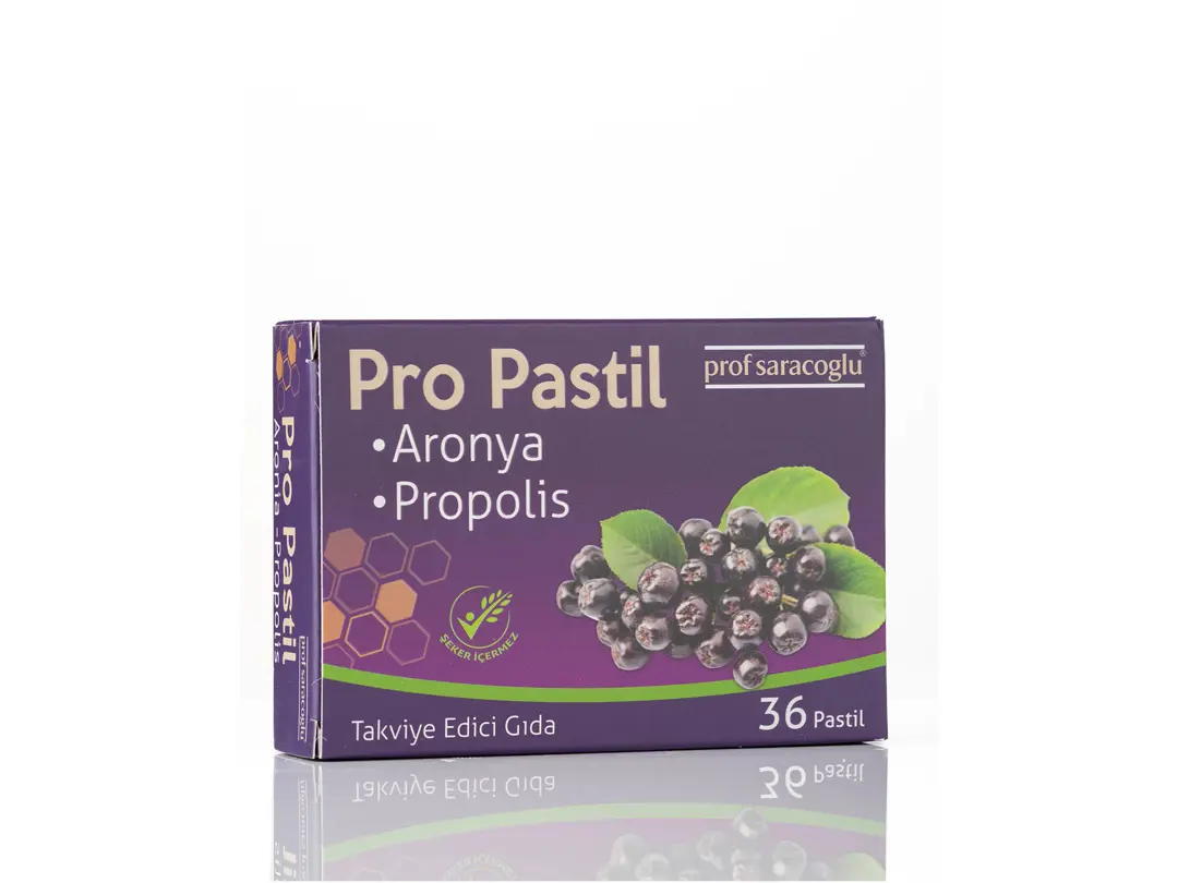 Pro Pastil Aronya Propolis ürün ve ambalaj fotoğrafı — Prof Saraçoğlu, İzmir