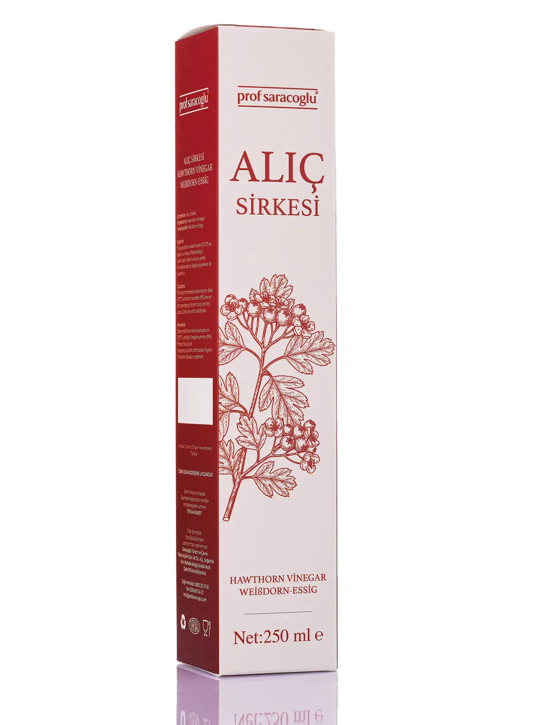 Alıç Sirkesi 250ml ürün ve ambalaj fotoğrafı — Prof Saraçoğlu, İzmir fotoğraf çekimi