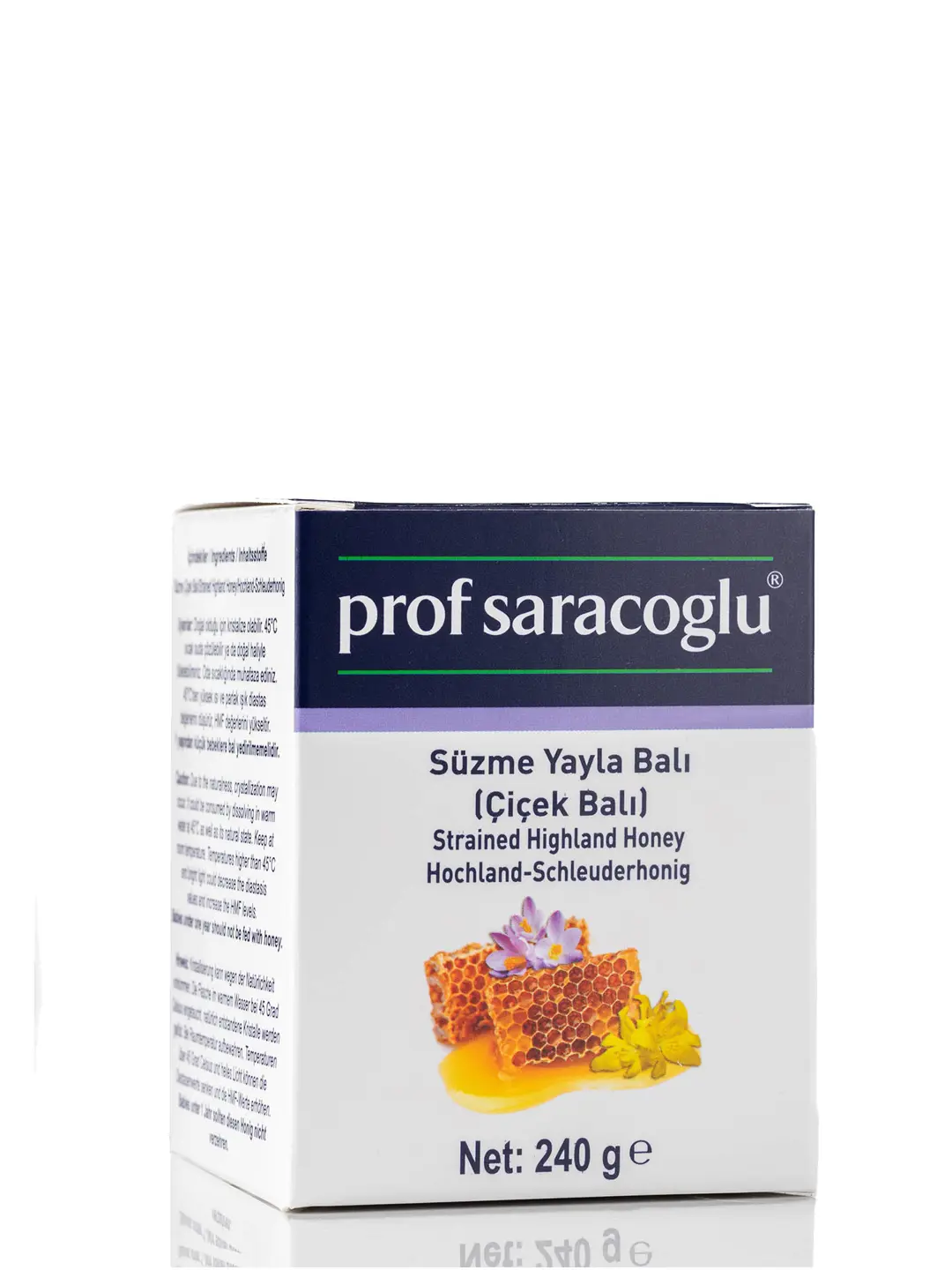 Süzme Yayla Balı (Çiçek Balı) ürün ve ambalaj fotoğrafı — Prof Saraçoğlu, İzmir